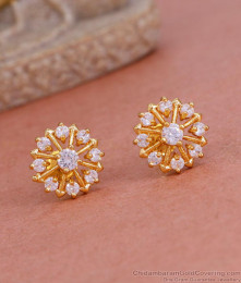 Sparkling Artificial Diamond Stud Earring Gold Design ER4701 Sparkling Artificial Diamond Stud Earring Gold Design ER4701