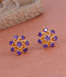 First Quality Amethyst Stone Gold Stud Earring Design ER4703 First Quality Amethyst Stone Gold Stud Earring Design ER4703