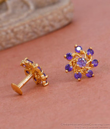 First Quality Amethyst Stone Gold Stud Earring Design ER4703 First Quality Amethyst Stone Gold Stud Earring Design ER4703