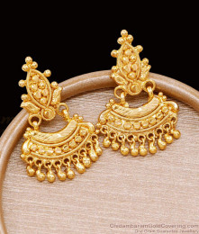 Real Gold Design Calcutta Pattern Earring Without Stone ER4714 Real Gold Design Calcutta Pattern Earring Without Stone ER4714