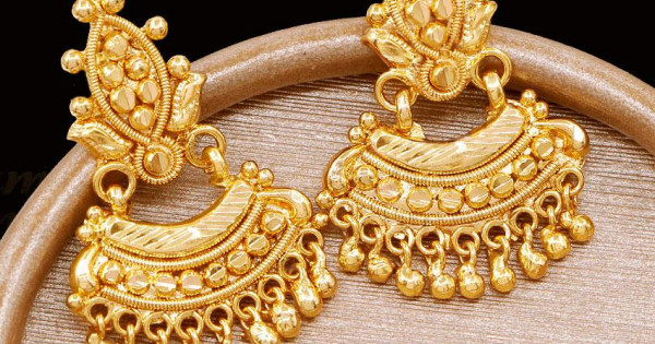 Real Gold Design Calcutta Pattern Earring Without Stone ER4714
