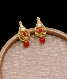 Stylish One Gram Gold Coral Earring For Daily Wear ER4716 Stylish One Gram Gold Coral Earring For Daily Wear ER4716