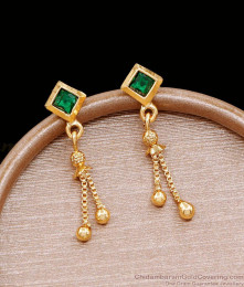 Stylish Emerald Stone Gold Plated Earring For College Wear ER4733 Stylish Emerald Stone Gold Plated Earring For College Wear ER4733