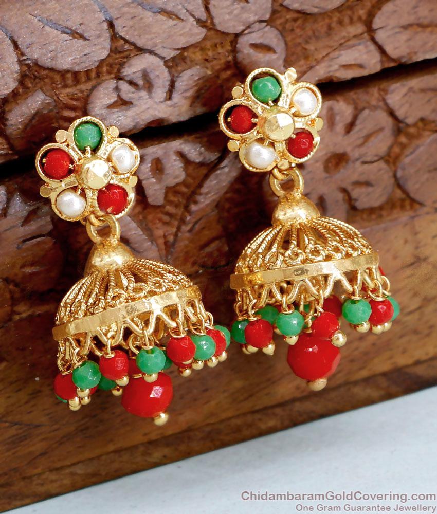 Attractive Pearl Stone Designer Jhumki Earring Online ER4744 Attractive Pearl Stone Designer Jhumki Earring Online ER4744