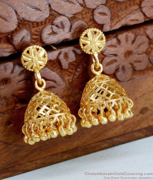 Plain Gold Design Light Weight Jhumki Earring Designs ER4745