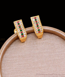 Multi Stone J Shaped Gold Plated Earring For Women ER4752 Multi Stone J Shaped Gold Plated Earring For Women ER4752