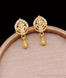 Modern Gold Droplet White Stone Stud Earring With Price ER4766 Modern Gold Droplet White Stone Stud Earring With Price ER4766