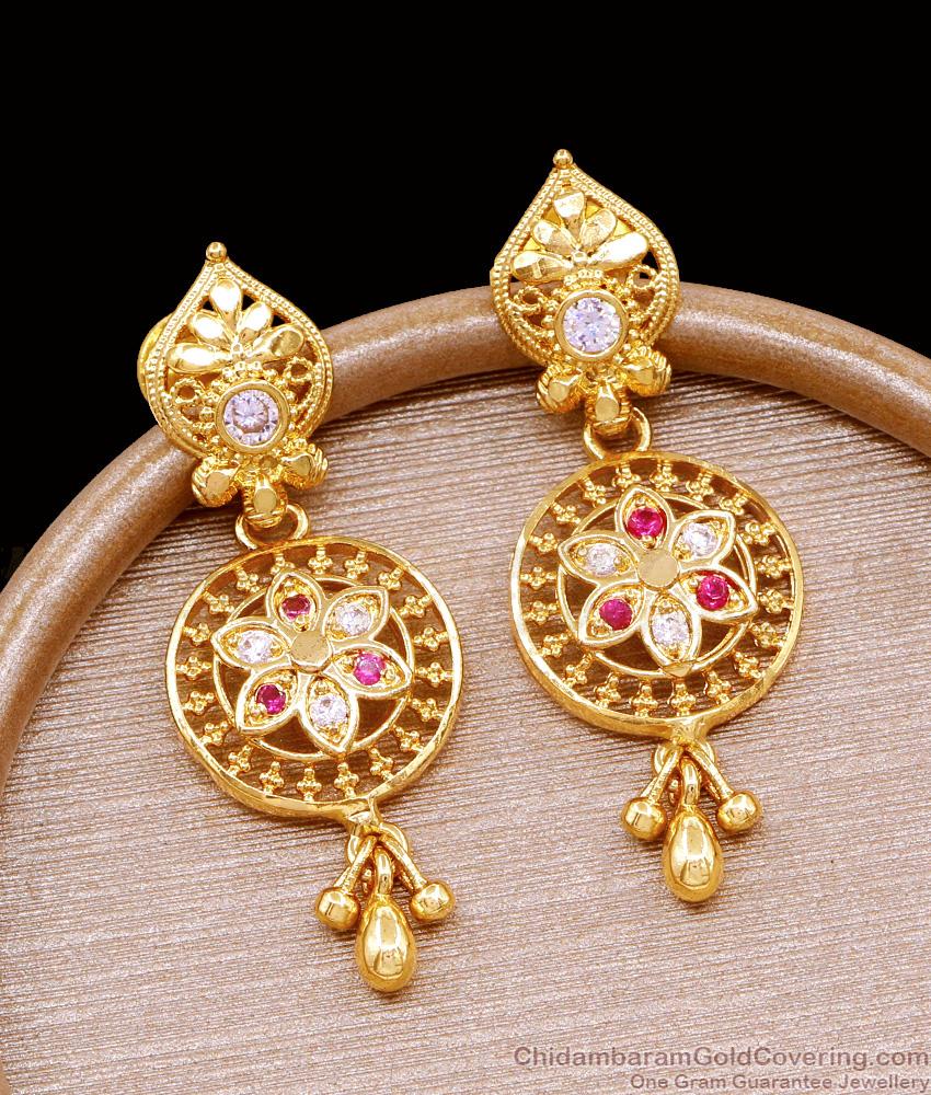 South Indian Micro Gold Plated Ad Stone Earring For Brides ER4773 South Indian Micro Gold Plated Ad Stone Earring For Brides ER4773