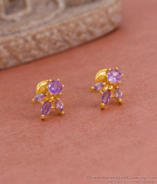 Cute Amethyst Stone Gold Stud Earring Shop Online ER4774 Cute Amethyst Stone Gold Stud Earring Shop Online ER4774