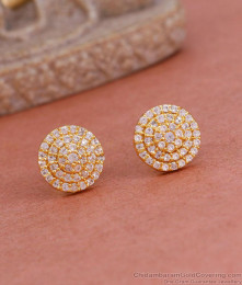 Latest 1 Gram Gold Gold Screw Back Diamond Studs Online ER4776 Latest 1 Gram Gold Gold Screw Back Diamond Studs Online ER4776