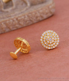 Latest 1 Gram Gold Gold Screw Back Diamond Studs Online ER4776 Latest 1 Gram Gold Gold Screw Back Diamond Studs Online ER4776