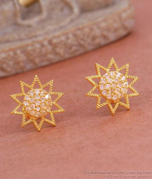 New Model 1 Gram Gold Stud White Stone Star Design Earring ER4777