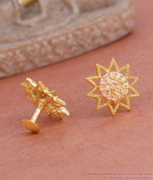 New Model 1 Gram Gold Stud White Stone Star Design Earring ER4777