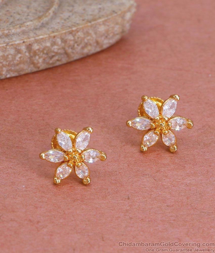 Beautiful Floral Design White Stone Fancy Stud Earring Online ER4781