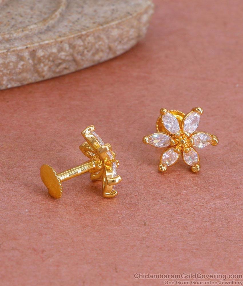 Beautiful Floral Design White Stone Fancy Stud Earring Online ER4781