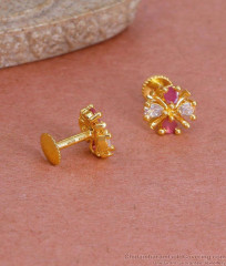 Stylish Light Weight Stone Studs 1 Gram Gold Jewelry ER4782