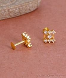 New Model Simple Gold Design Earring White Stone Studs ER4784 New Model Simple Gold Design Earring White Stone Studs ER4784