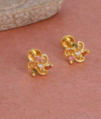 Elegant Small Gold Imitation Stud Earring Multi Color Stone ER4785