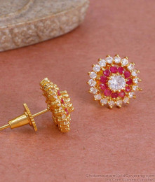 Glittering Ad Stone Flower Design Gold Stud Earring For Women ER4787 Glittering Ad Stone Flower Design Gold Stud Earring For Women ER4787
