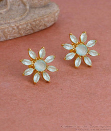 18K Gold Plated Green Stone Stud Earring Designs Online ER4789