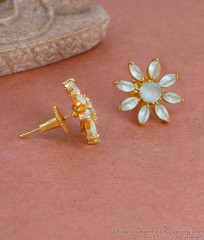 18K Gold Plated Green Stone Stud Earring Designs Online ER4789