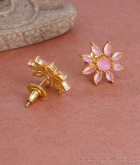 Unique Flower Design Gold Plated Pink Stone Stud Earring Designs ER4790 Unique Flower Design Gold Plated Pink Stone Stud Earring Designs ER4790