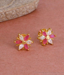 Latest Pin Type Micro Gold Plated Stone Studs For Everyday Wear ER4794
