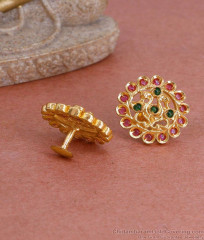 Bridal Wear Gold Imitation Emerald Ruby Stone Stud Earring ER4797