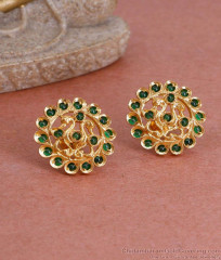 Full Emerald Green Stone Gold Plated Peacock Stud Earring ER4798