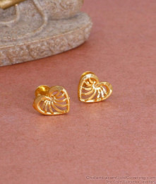 Plain One Gram Gold Heart Stud Earring Daily Wear Jewelry ER4801