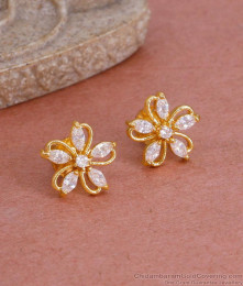 Buy White Stone Pin Type Gold Plated Stud Earring For Women ER4803