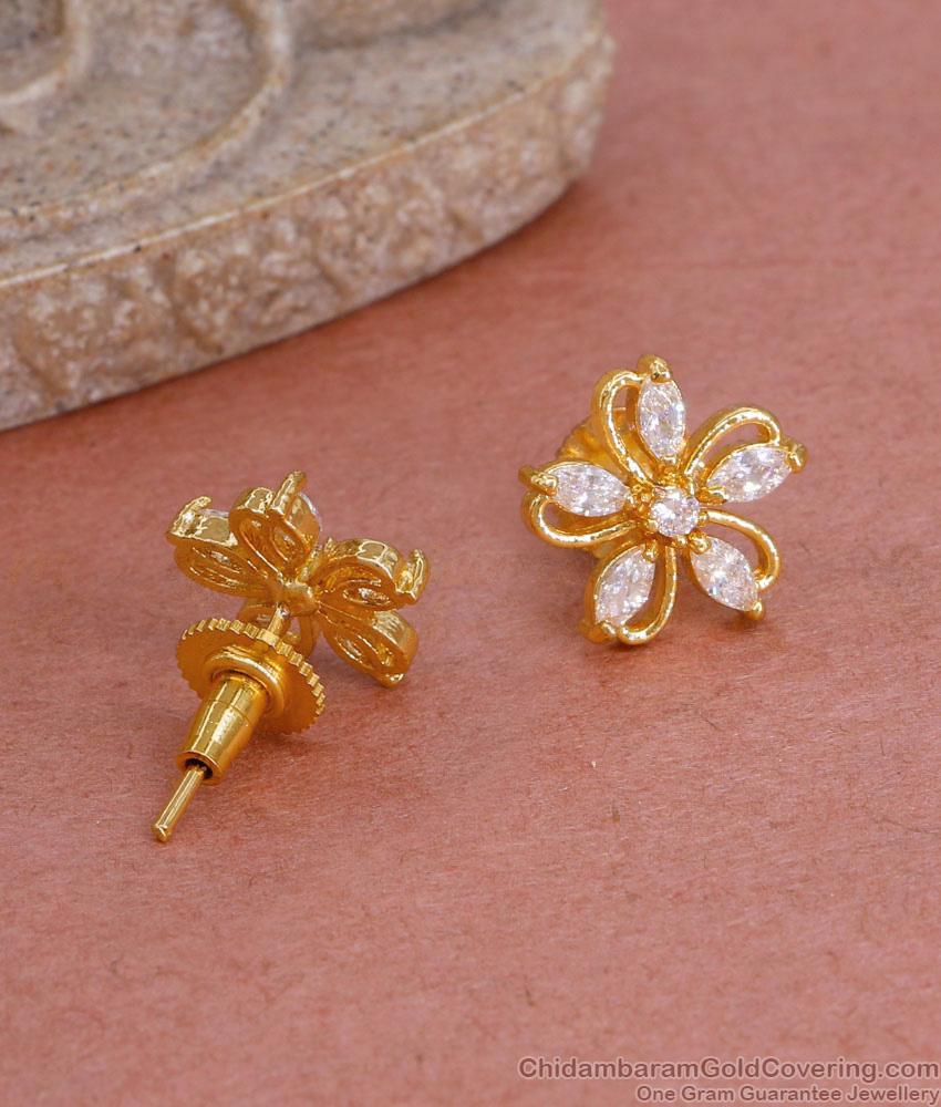 Buy White Stone Pin Type Gold Plated Stud Earring For Women ER4803 Buy White Stone Pin Type Gold Plated Stud Earring For Women ER4803