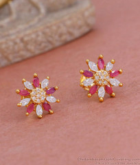 Unique Flower Design Ruby White Ad Stone Sud Earring ER4811 Unique Flower Design Ruby White Ad Stone Sud Earring ER4811