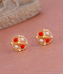 Buy Gold Finish Pearl Studs Fancy Earring Collections ER4812