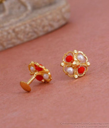 Buy Gold Finish Pearl Studs Fancy Earring Collections ER4812