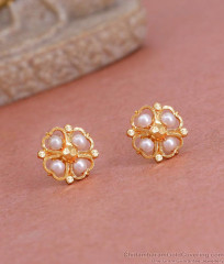Light Weight Micro Gold Plated Stud Pearl Earring Design ER4813