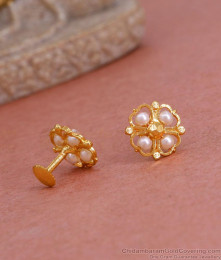Light Weight Micro Gold Plated Stud Pearl Earring Design ER4813