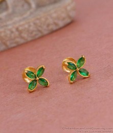 Small Emerald Stone Gold Imitation Stud Earring For Daily Wear ER4815