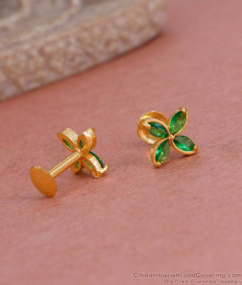 Small Emerald Stone Gold Imitation Stud Earring For Daily Wear ER4815