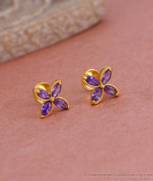 Stylish Amethyst Stone Floral Stud Earring Designs Online ER4816