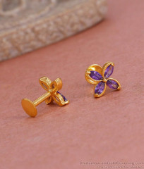 Stylish Amethyst Stone Floral Stud Earring Designs Online ER4816