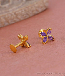 Stylish Amethyst Stone Floral Stud Earring Designs Online ER4816