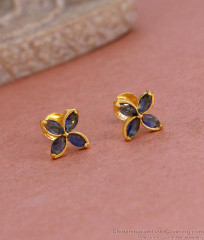 Latest Sapphire Stone Small Stud Earring Gold Finish ER4817