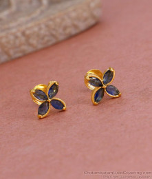 Latest Sapphire Stone Small Stud Earring Gold Finish ER4817