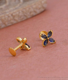 Latest Sapphire Stone Small Stud Earring Gold Finish ER4817