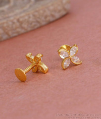Trendy American Diamond Screw Back Gold Stud Earring ER4818