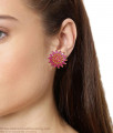 Full Ruby Stone Big Pin Type Gold Stud Earring Online ER4820