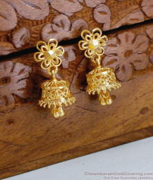 Trendy Flower Design Gold Plated Jhumkas For Women ER4833