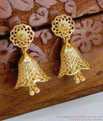Latest Tulip Flower Gold Plated Jhumki Design With Price ER4840