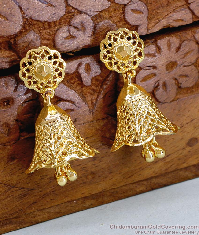 Latest Tulip Flower Gold Plated Jhumki Design With Price ER4840 Latest Tulip Flower Gold Plated Jhumki Design With Price ER4840